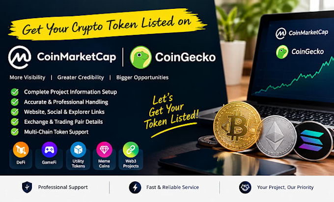 help submit your crypto token to coinmarketcap and coingecko