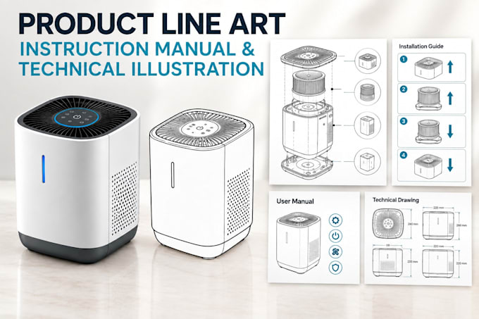 create product line art, instruction manuals and technical illustrations