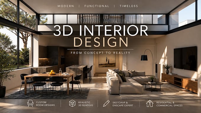 provide photorealistic 3d room rendering and interior design