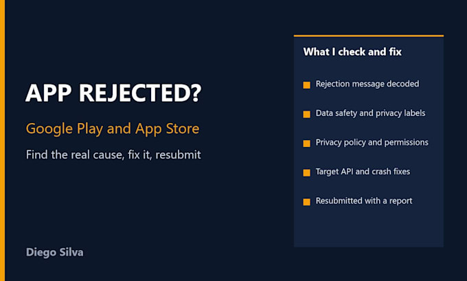 fix your google play or app store rejection and resubmit your app