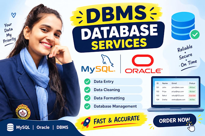 do  mysql oracle database data entry, data management  work for 1 hour