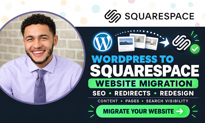 migrate wordpress website to squarespace with seo and redesign