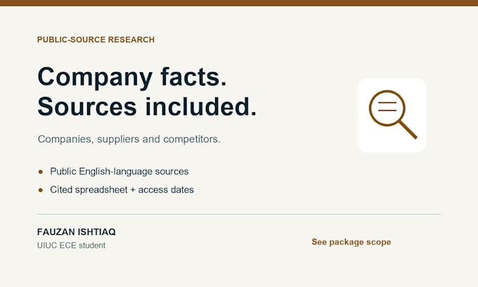 research companies and competitors using public sources