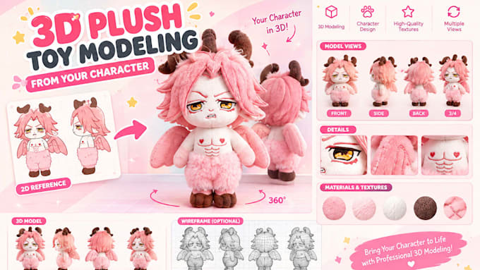 3d plush toy modeling for your character