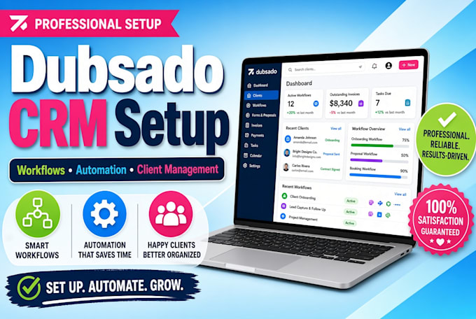 setup dubsado crm, workflows, automation and client management system portal