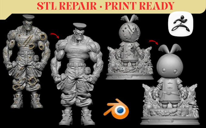 stl file repair mesh repair modification resizing scan cleanup and print ready