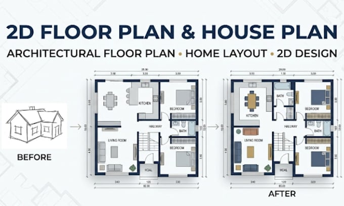 create 2d floor plan, house plan, architectural floor plan, and layout