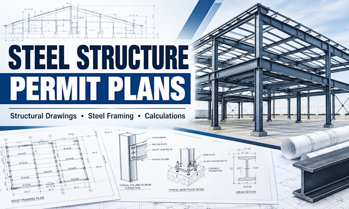 design steel structure permit plans ,structural steel drawings