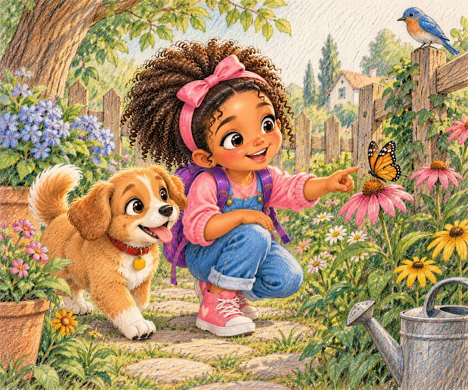 create whimsical colored pencil and hand drawn illustrations