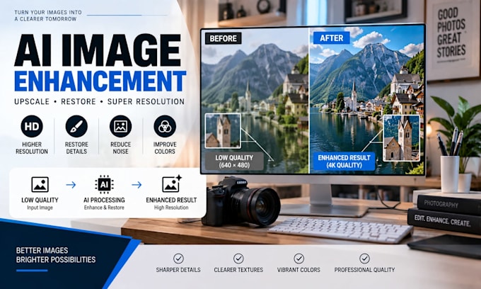 develop ai image enhancement, video restoration, super resolution and upscaling