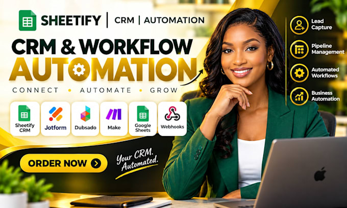 automate sheetify CRM, jotform, dubsado, make com workflows