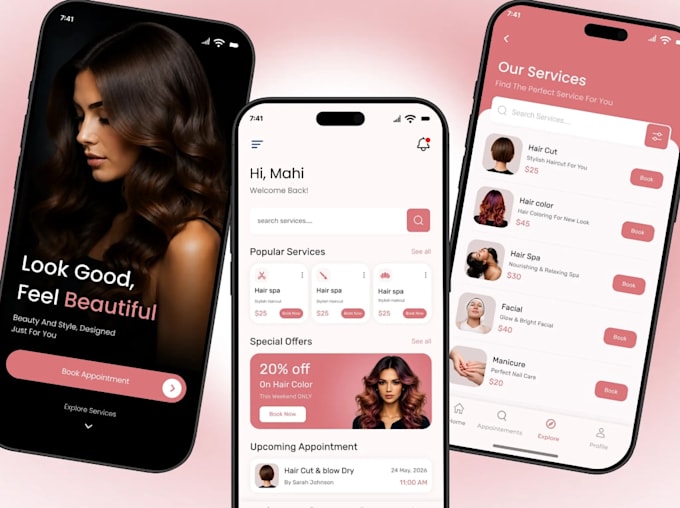 develop custom spa, salon appointment booking app, barber, beauty app