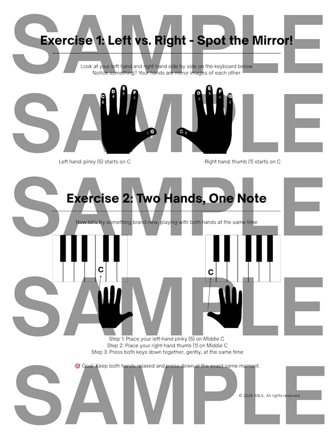 provide lesson 3 for beginner piano as a PDF worksheet