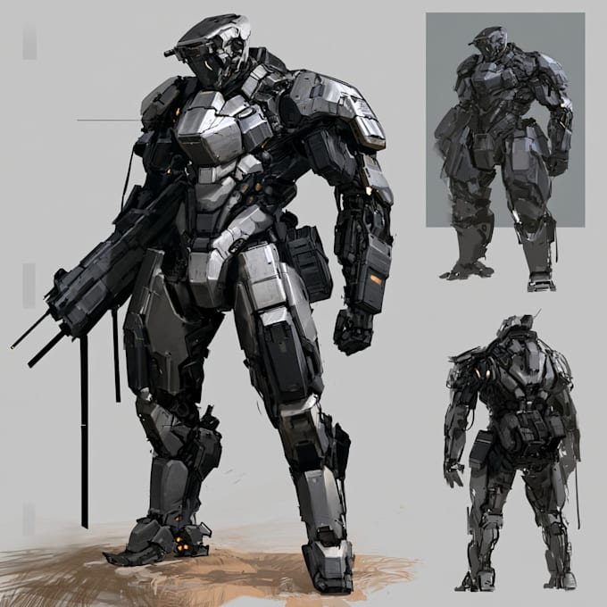 draw amazing character mecha robot illustration