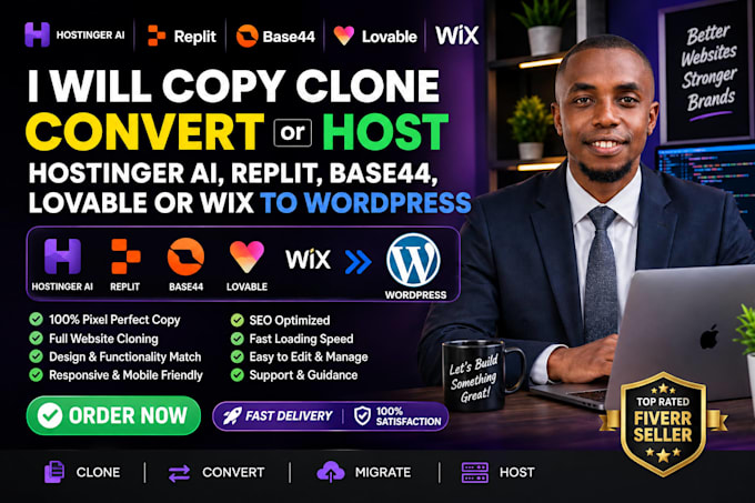 copy clone fix convert hostinger ai, replit, base44, lovable or wix to wordpress