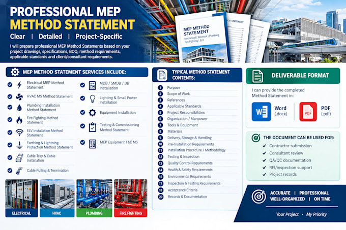 prepare mep method statements for construction projects
