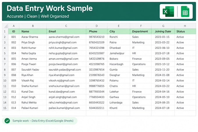 do accurate data entry and excel spreadsheet work