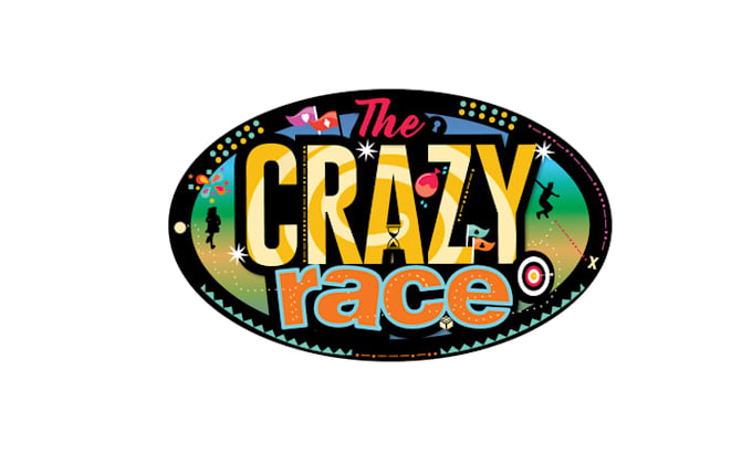 design crazy race reality TV inspired party logo