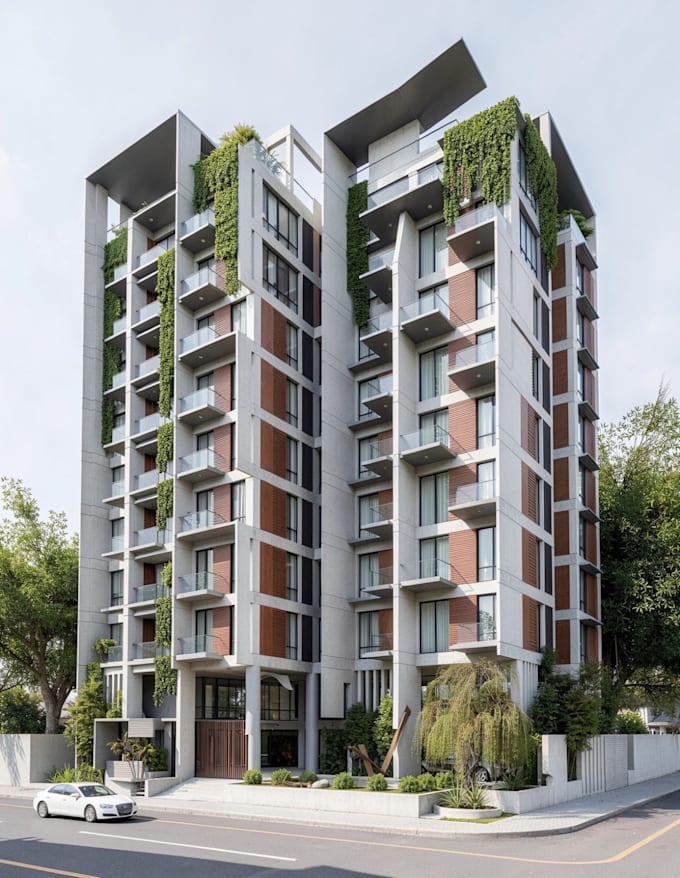 create exterior architectural renderings for apartments and buildings