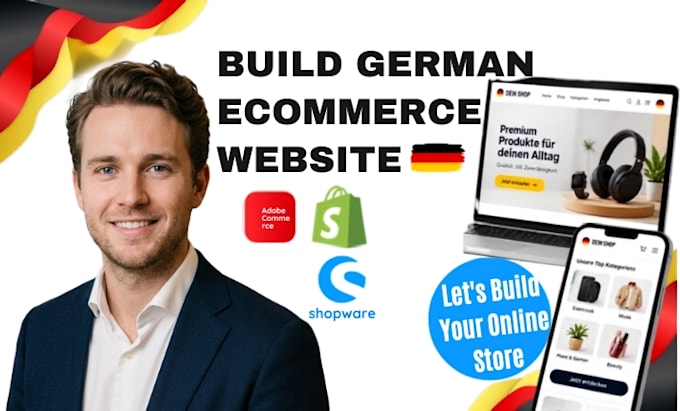 build german ecommerce website, shopware, woocommerce, shopify adobe commerce