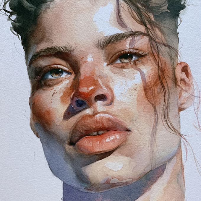 draw a sketchy watercolor portrait