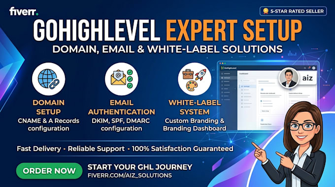 setup gohighlevel domain dns email authentication and white label