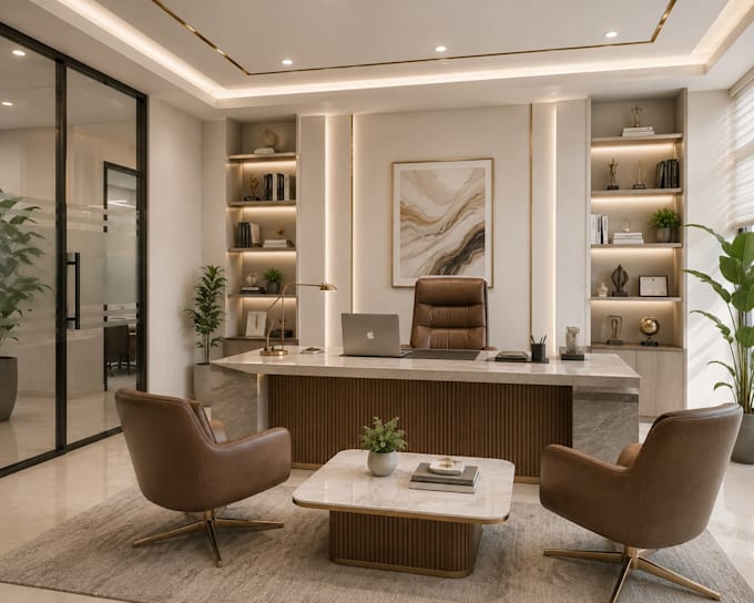 create professional office interior design and 3d rendering