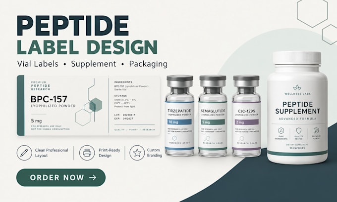 design peptide label, supplement label via label  and packaging design