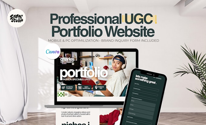 create a conversion focused ugc portfolio website in canva