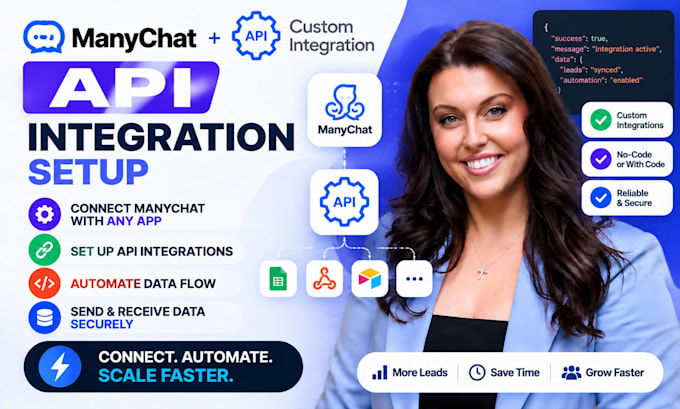 set up manychat API integration and custom automation