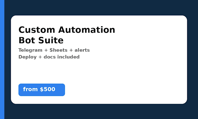 build a custom telegram automation suite with sheets alerts