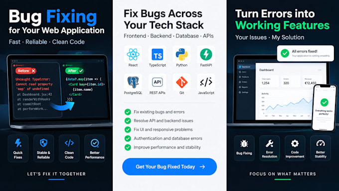 fix bugs and errors in your web applicatio