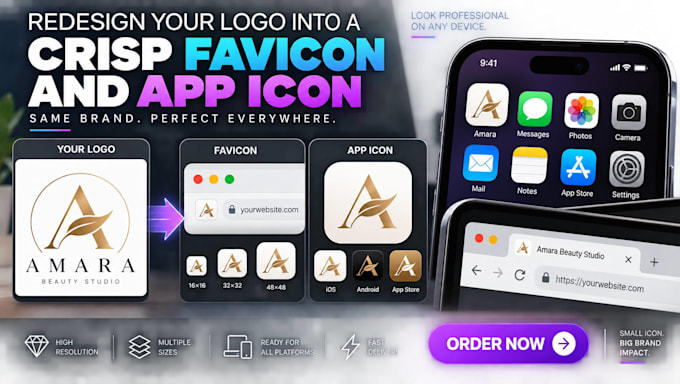 redesign your logo into a crisp favicon and app icon