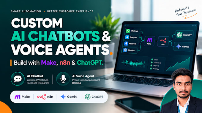 build ai chatbot and ai voice agent using make, n8n, gemini and chatgpt