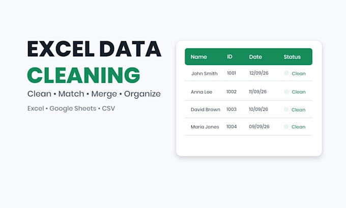 clean, match, merge and organize excel or google sheets data