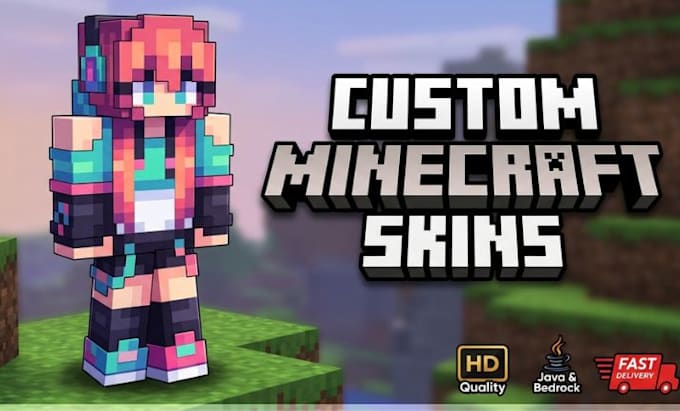 design custom HD minecraft skin pixel art skin for java and bedrock