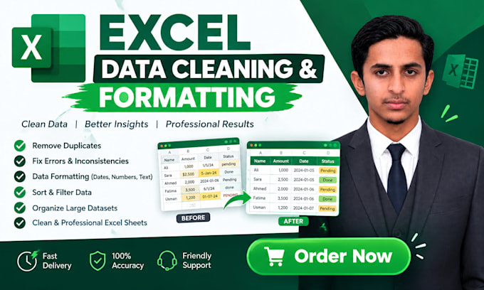 clean,format,merge,split and excel data