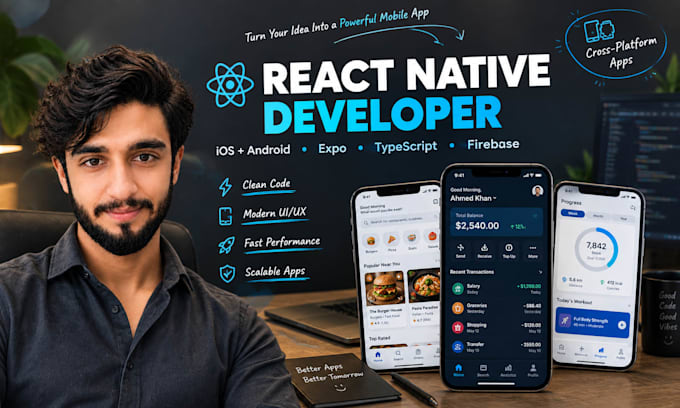 do react native app development for ios and android as react native developer