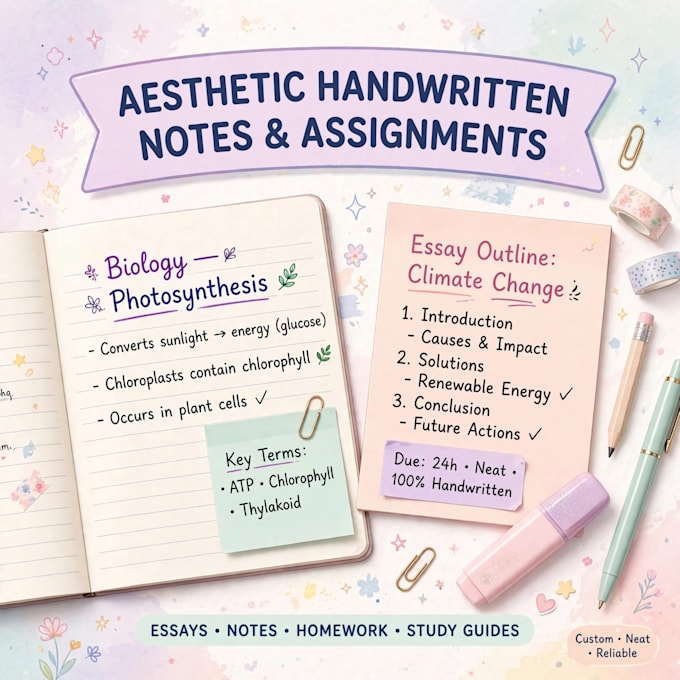 write neat notes and assignments with aesthetic headings
