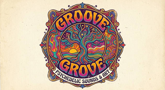 make unique psychedelic vintage retro logo art