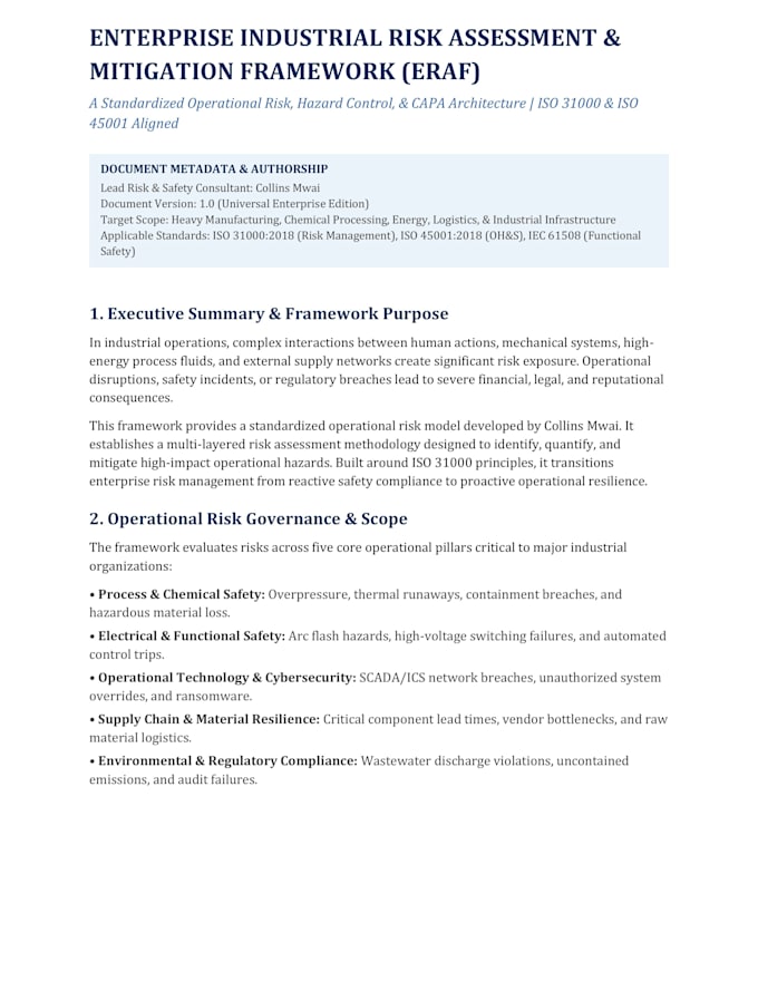 develop business compliance policies, audit risk, and  sops