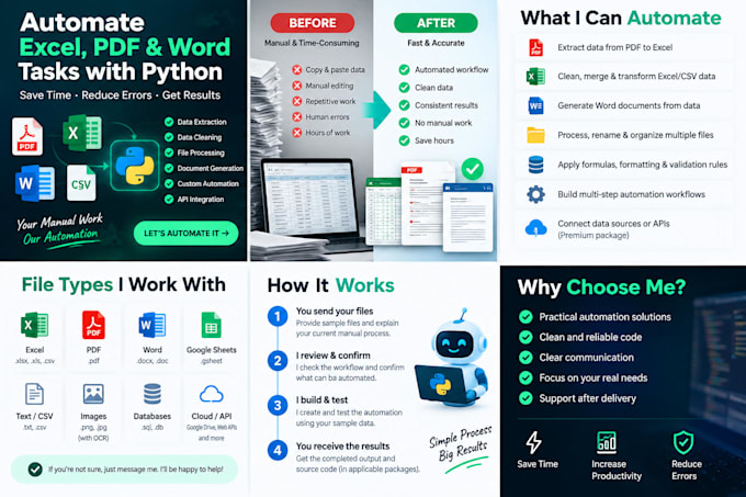 automate excel PDF and word document tasks with python