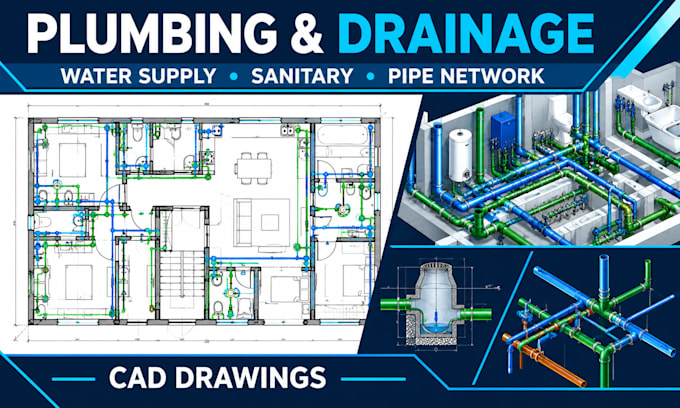 design plumbing, drainage, sanitary, water supply and pipe network plans