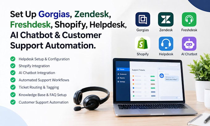 setup gorgias, zendesk freshdesk shopify helpdesk, ai chatbot support automation