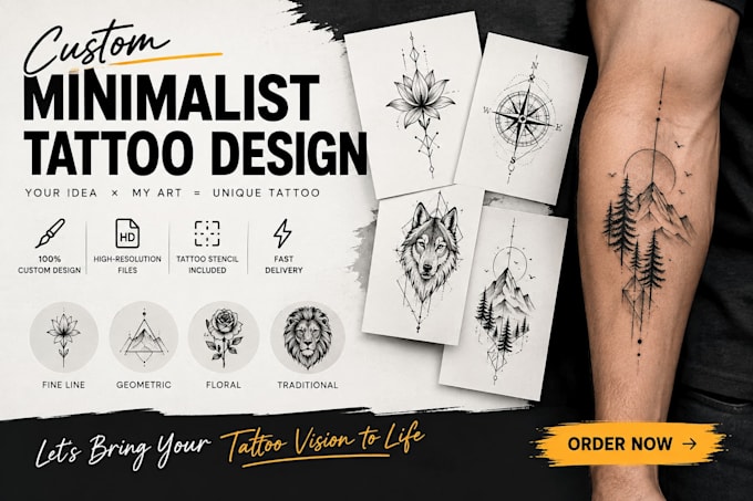 create a unique and custom minimalist tattoo design
