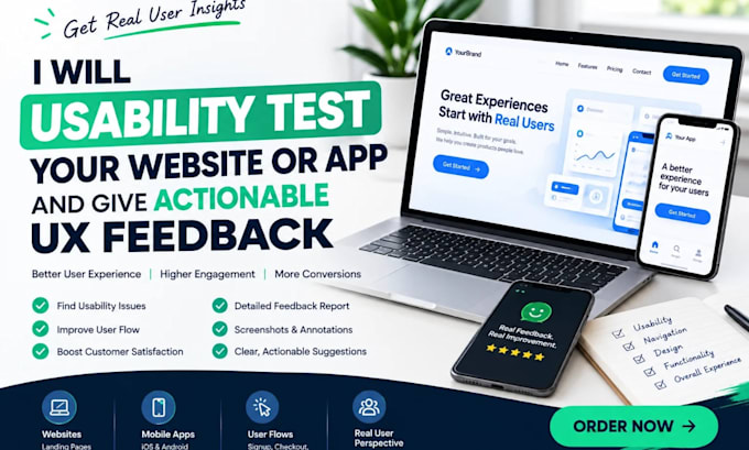 usability test your website or app and give actionable UX feedback