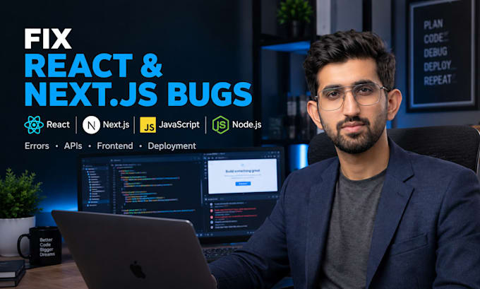 fix react next js javascript bugs and errors