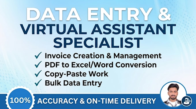do accurate data entry, copy paste and invoice creation