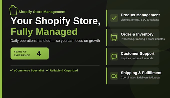 be your shopify virtual assistant for orders, inventory and fulfillment