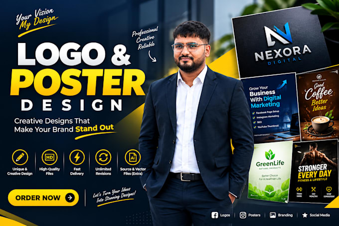 design a professional logo and poster for your brand